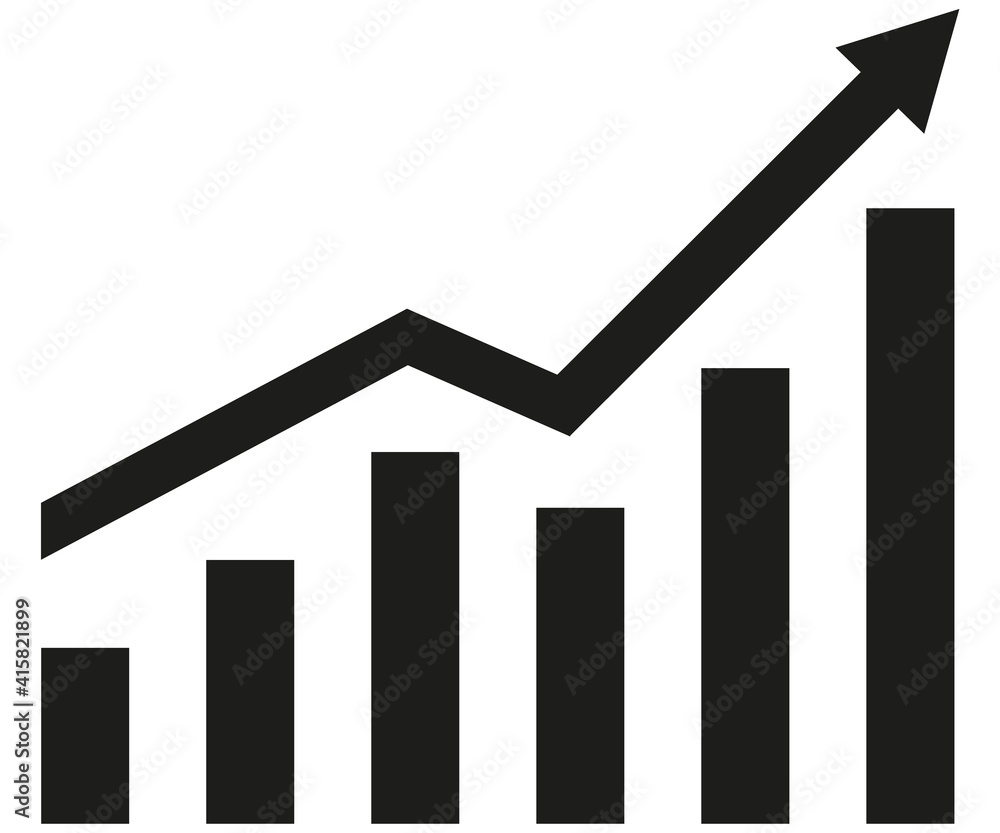 Poster graph with increase report. diagram with rise and gain progress. vector