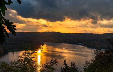 sunset over the lake