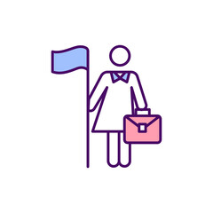 Boss lady RGB color icon. Woman in leadership position. Successful entrepreneur female leader. Improving equity in organization. Women-empowered workplaces. Isolated vector illustration