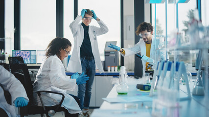Medical Science University Laboratory Young Students Learning: Beautiful Black Scientist Made a...