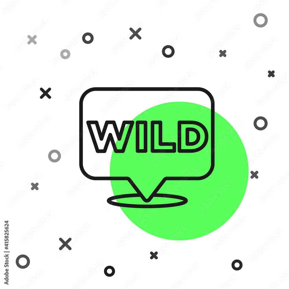 Poster black line pointer to wild west icon isolated on white background. western signboard, message board,