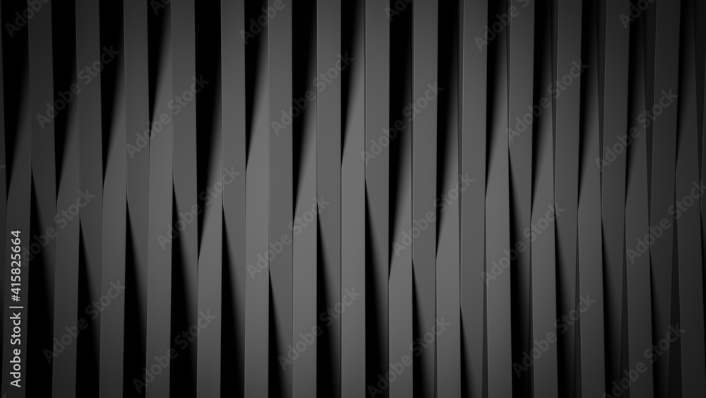 Poster abstract background made of black, long cubes. 3d rendering