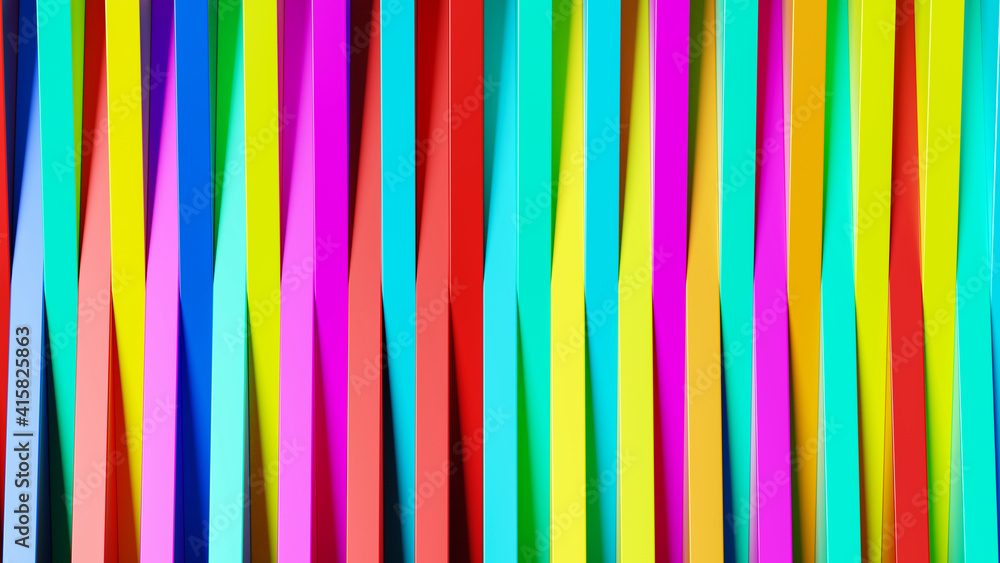 Poster abstract background made of colorful long cubes. 3d rendering
