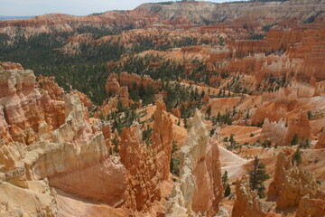 Bryce Canyon National Park Helicopter Aerial With Bright Red canyon from Water and Wind Erosion