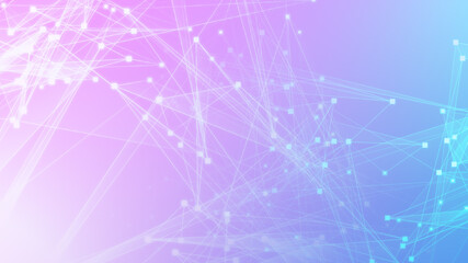 Abstract pink blue polygon tech network with connect technology background. Abstract dots and lines texture background. 3d rendering.