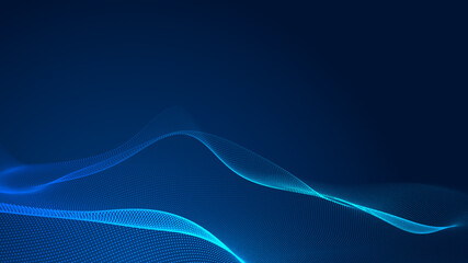 Dot blue wave light screen gradient texture background. Abstract  technology big data digital background. 3d rendering.