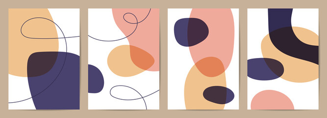Abstract wall arts vector. Trendy set, Design for wall framed prints, canvas poster, artwork as postcard or brochure.Vector illustration.