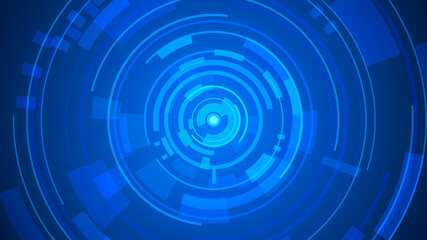 Circle blue technology Hi-tech dark background. Abstract graphic digital future concept design.
