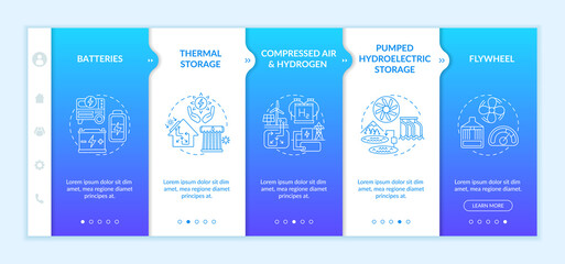 Compressed-air energy storage plant vector infographic template. Generated heat presentation design elements. Data visualization with 5 steps. Process timeline chart. Workflow layout with linear icons
