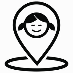 Girl location icon. Geotag the child. Tracking children. Vector graphics.