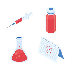 bundle of four isometric vaccine icons