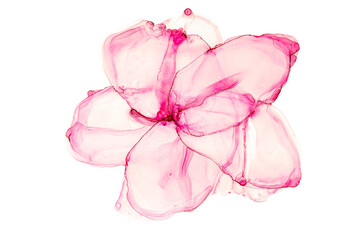 Alcohol ink art. Abstract fluid art painting alcohol ink technique  pink flower
