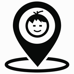 Boy location icon. Geotag the child. Tracking children. Vector graphics.