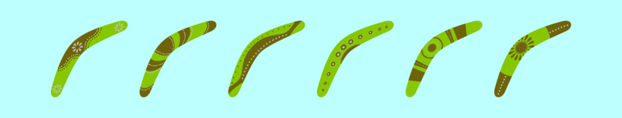 Set of native boomerangs cartoon icon design template with various models. vector illustration isolated on blue background