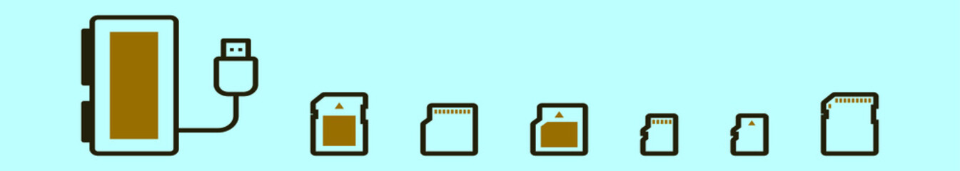 set of card reader cartoon icon design template with various models. vector illustration isolated on blue background