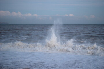 waves crashing on the beach