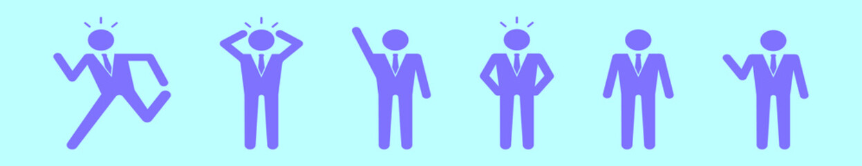 set of businessman cartoon icon design template with various models. vector illustration isolated on blue background