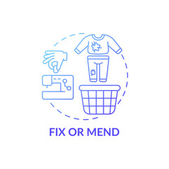 Fix or mend blue gradient concept icon. Using cases for clothes need to be cleaned idea thin line illustration. Decluttering storage space. Vector isolated outline RGB color drawing