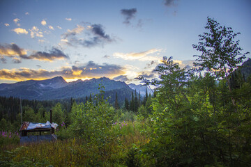 sunset over the mountains