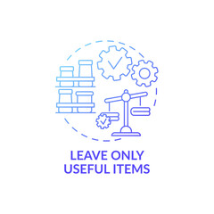 Leave only useful items blue gradient concept icon. Disposal things from house idea thin line illustration. Weigh decision about using items. Vector isolated outline RGB color drawing