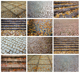 Collage with different pavement and stairs textures. Full size.
