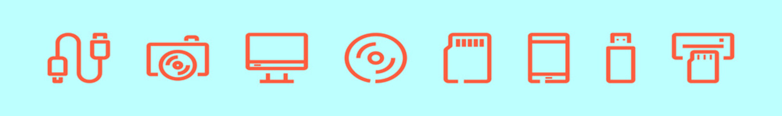 set of computer accessories cartoon icon design template with various models. vector illustration isolated on blue background