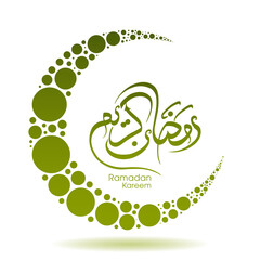Arabic Calligraphic text of Ramadan Kareem for the Muslim community festival celebration.