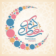 Arabic Calligraphic text of Ramadan Kareem for the Muslim community festival celebration.