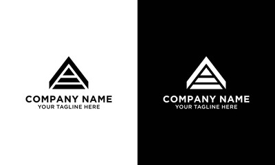 Linked triangles black and white geometric abstract logo Vector design template on a black and white background