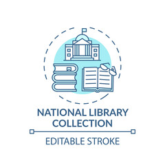 National library collection concept icon. Online library access idea thin line illustration. Digital Library. State intellectual resources. Vector isolated outline RGB color drawing. Editable stroke