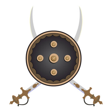 Indian style weapon two Sword with Shield. It is a vintage Maharashtrian weapon.