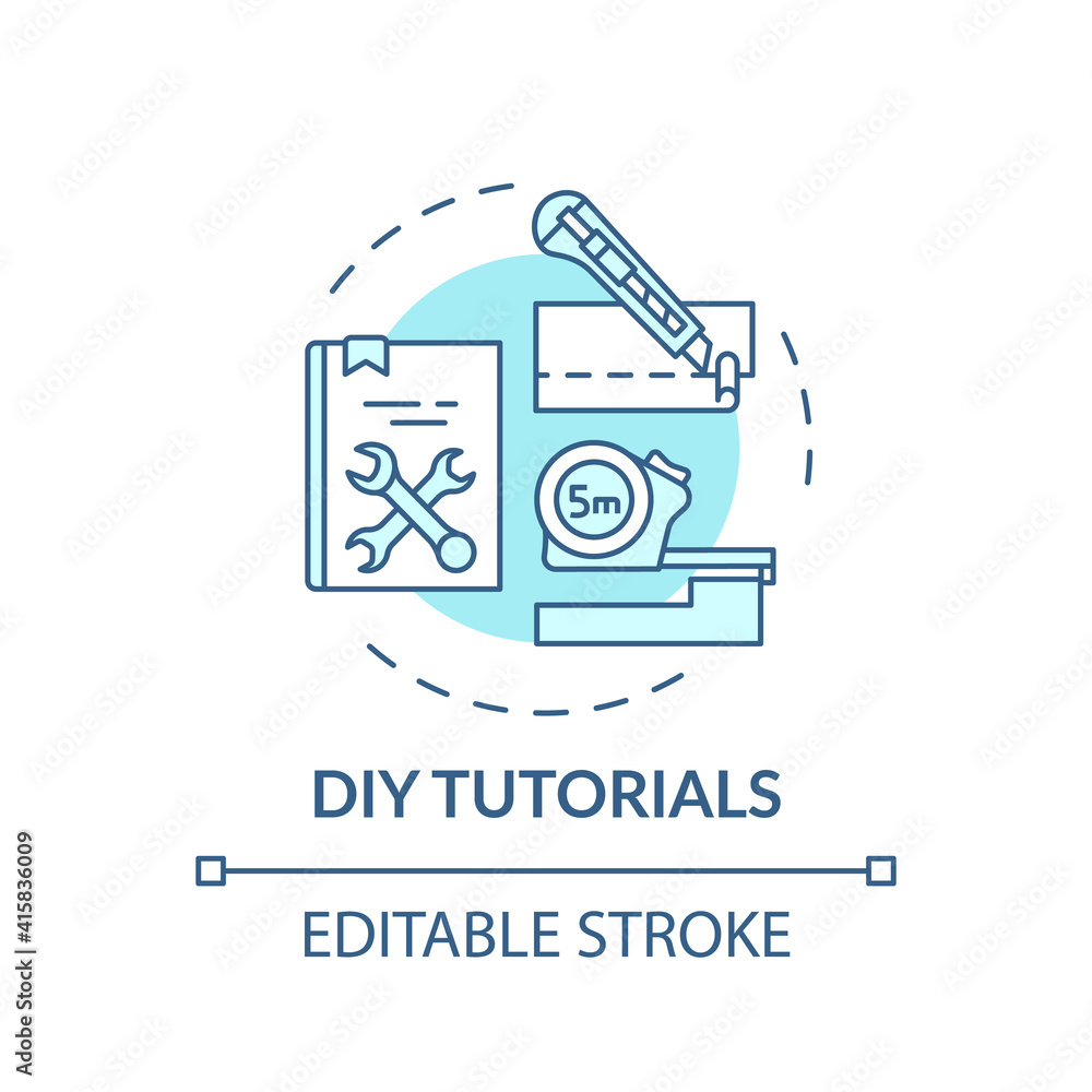 Poster diy tutorials concept icon. making something by yourself idea thin line illustration. digital librar