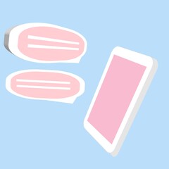 isometric 3d realistic a handphon with chat icon design idea flat ilustration