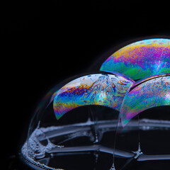 Soap bubbles with abstract pattern, close-up, macro photo, texture, pattern,