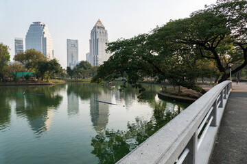 Fototapeta na wymiar Lumpini Park, public park in central Bangkok, Thailand