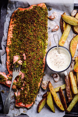 Herb crusted salmon .style rustic