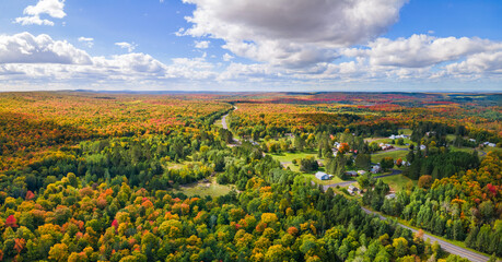Colorful autumn countryside scenic drive in the Upper Peninsula