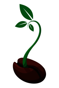 Simple Sprouting Seed Vector Iconic Illustration.