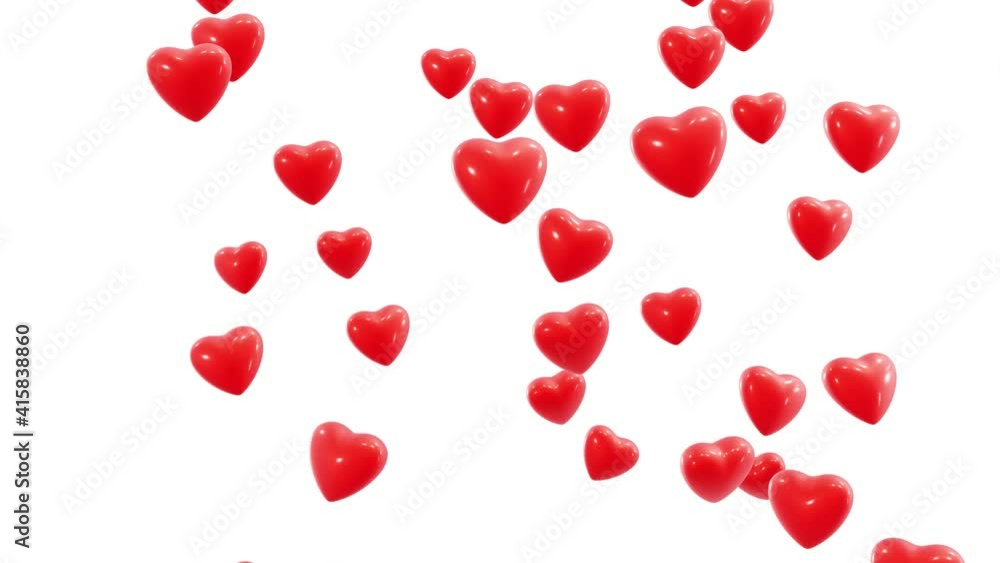 Aufkleber realistic looping 3d animation of the flying red hearts rendered in uhd with alpha matte