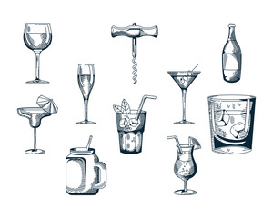 bundle of ten drinks set icons