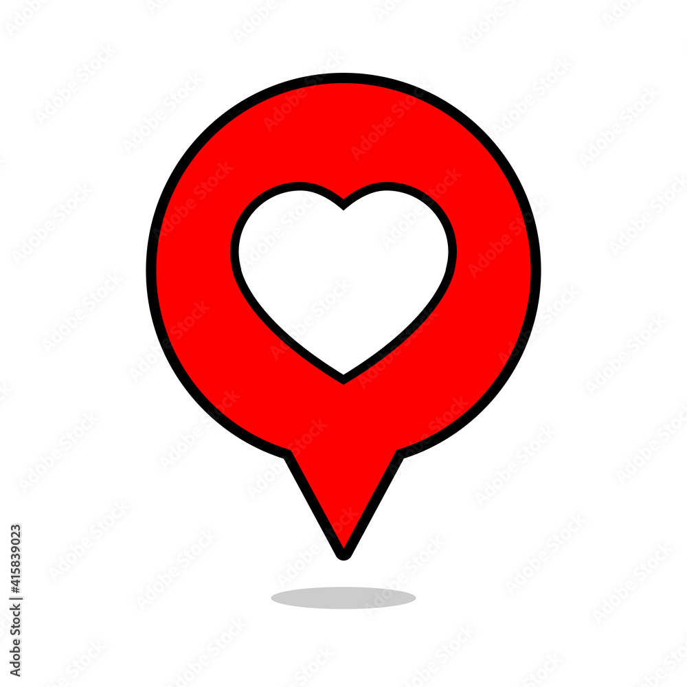 Poster map pointer with heart icon. vector illustration