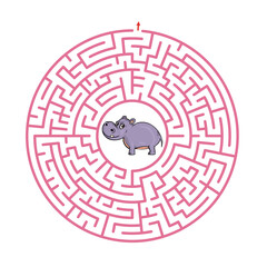 Maze game for children Cute cartoon worksheet Vector illustration