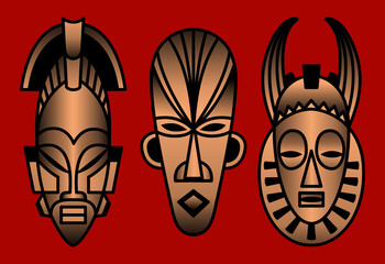 Ethnic african masks vector illustration Card design