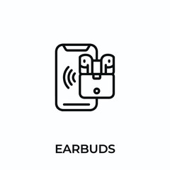 earbuds icon vector. headphones sign symbol for modern design. Vector illustration	