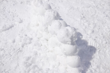 Snow castle wall texture. Winter park
