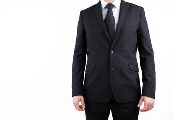 Obraz na płótnie Canvas Businessman wearing an elegant suit over white background. 