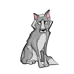 Wolf Friendly Cute forest animal Cartoon. Vector illustration
