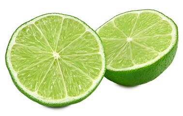 Fototapeta na wymiar sliced lime isolated on white background. clipping path
