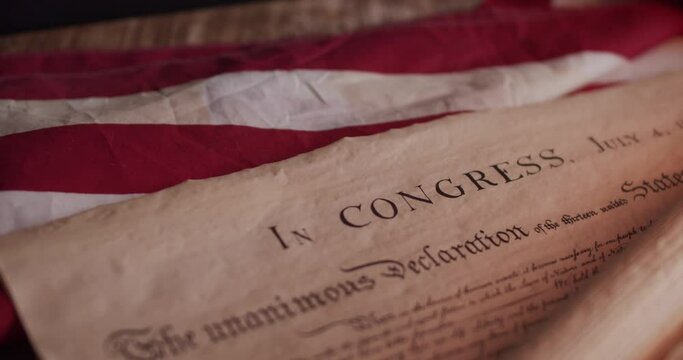US constitution and US flag
