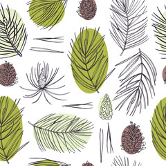 Pine set. Vector  pattern.